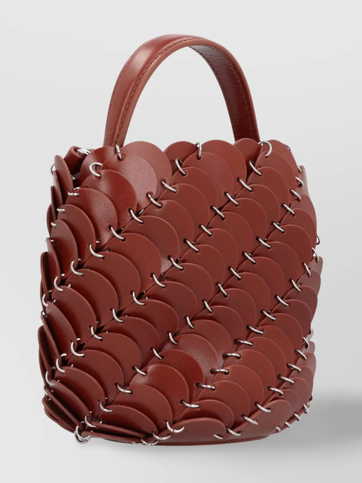Rabanne Small Scalloped Leather Bucket Bag
