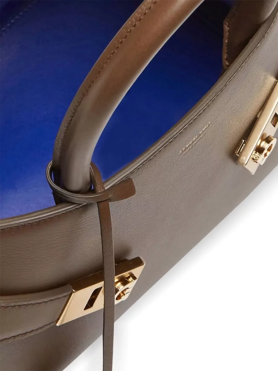 Ferragamo Tote Bag Detachable Strap Gold Tone Hardware