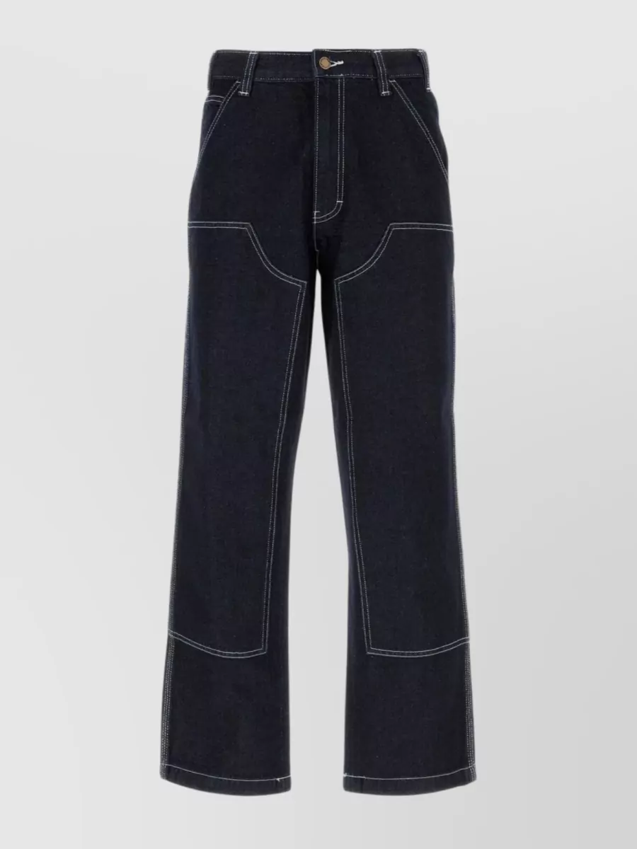Shop Dickies Wide-leg High-waisted Denim Trousers In Blue