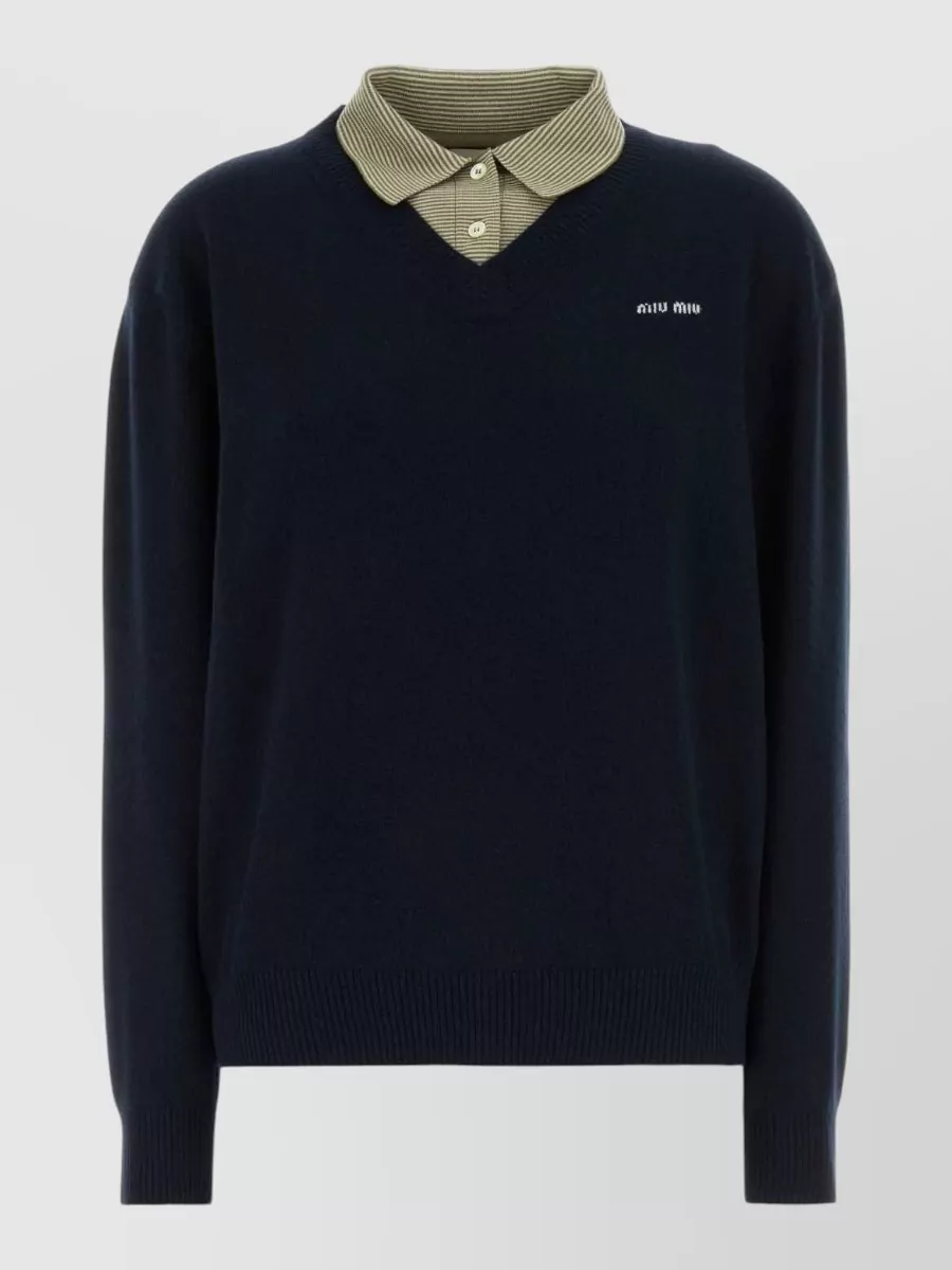 Miu Miu cashmere silk polo shirt