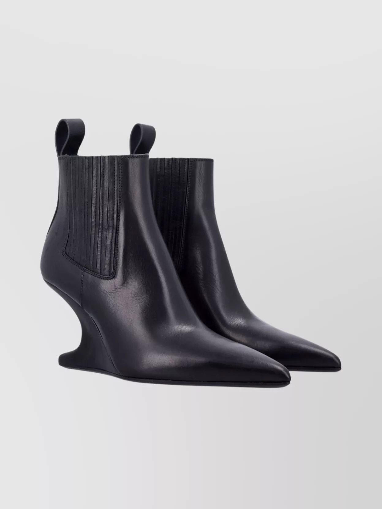 Rick Owens Ankle Boot With Pointed Toe And Sculptural Heel In Black