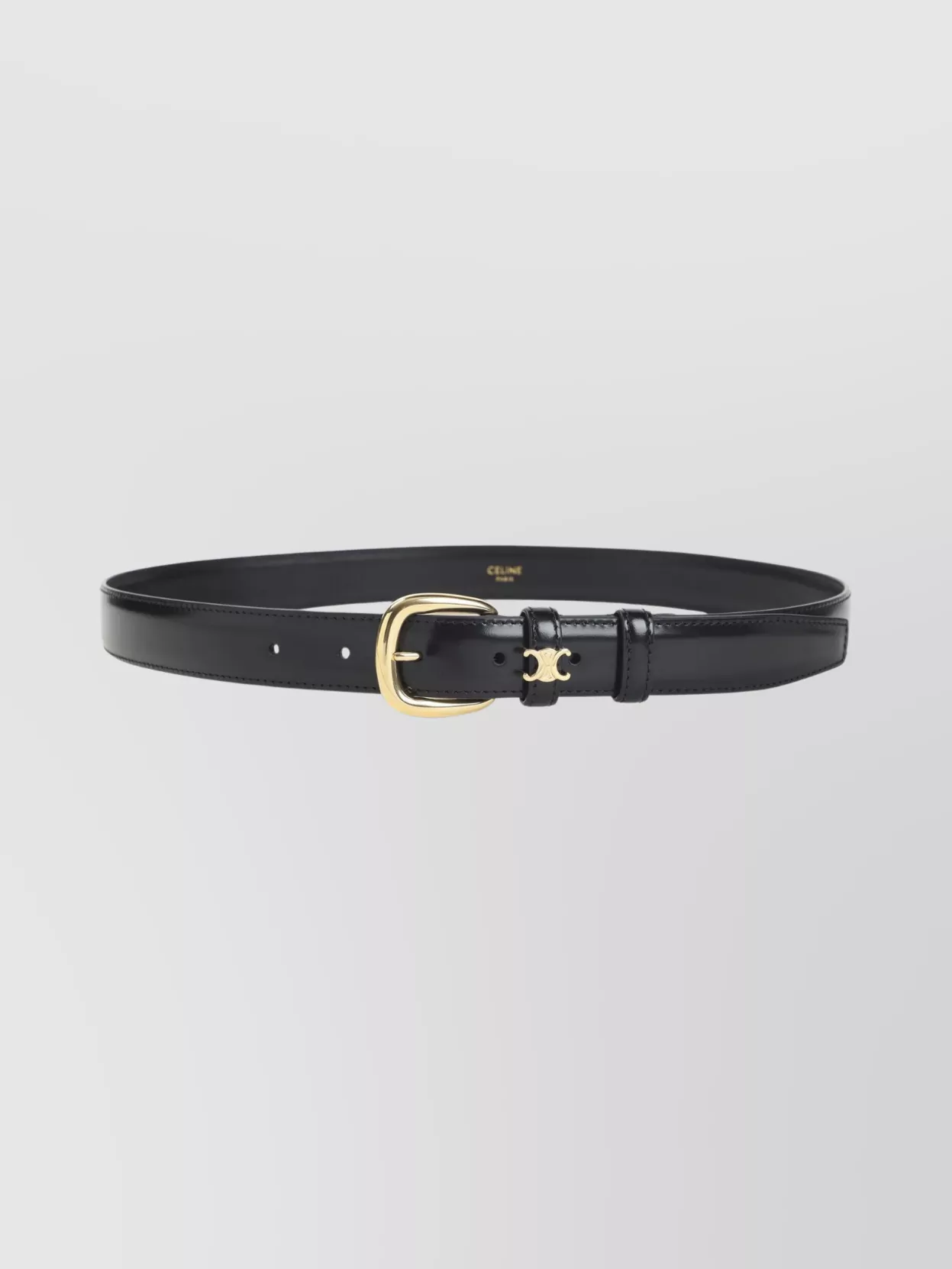 Celine Adjustable 25mm Belt Gold-tone Buckle In Black