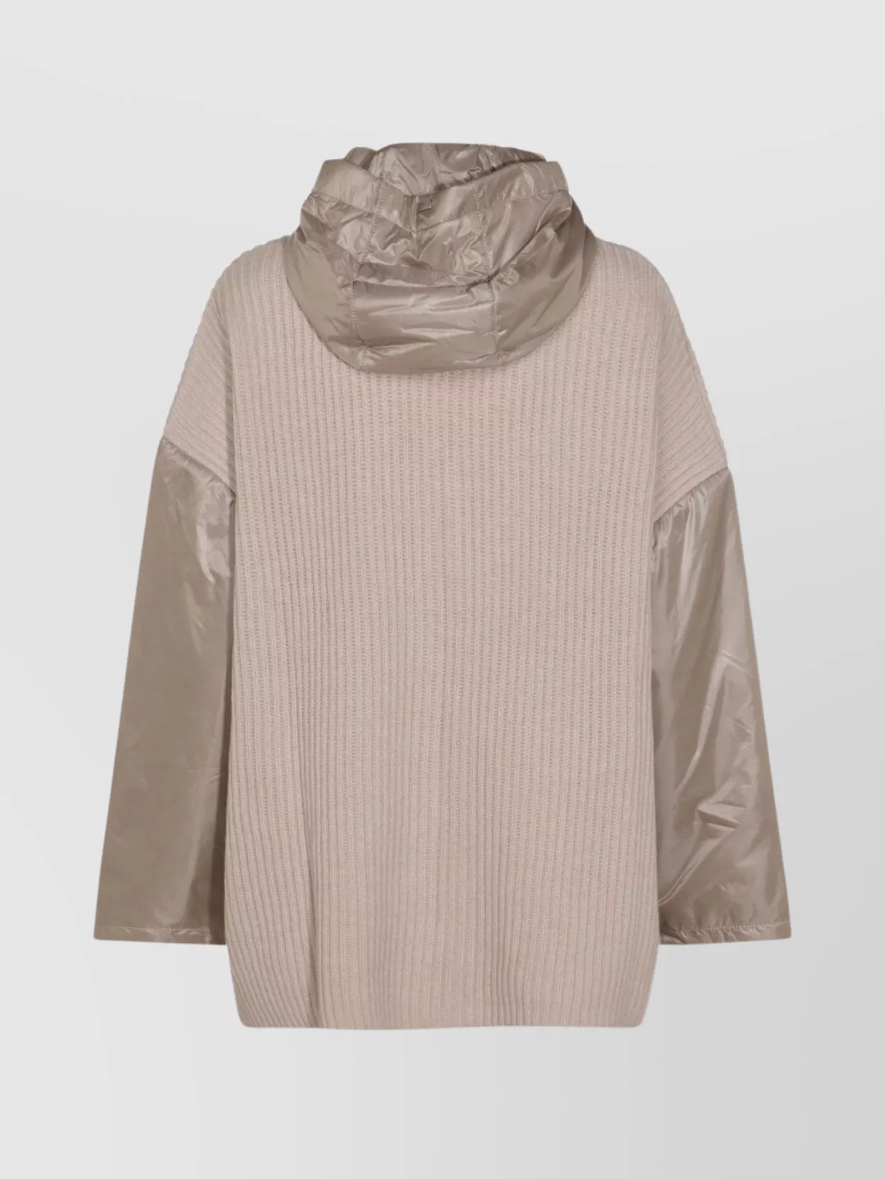 Herno Ribbed Capes Hood Drawstring Detail Front Pockets In Brown