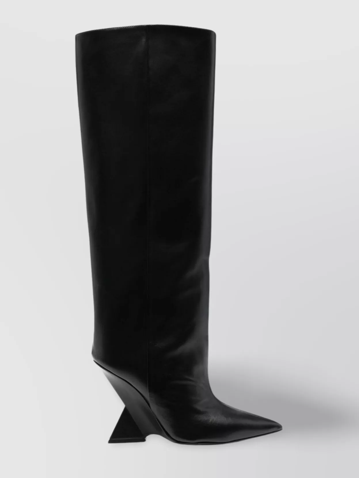 Shop Attico Sculpted Calf Leather Wedge Boots In Black