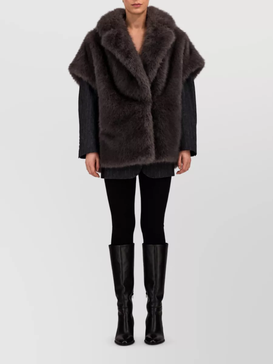 Herno Short-Sleeve Faux Fur Coat