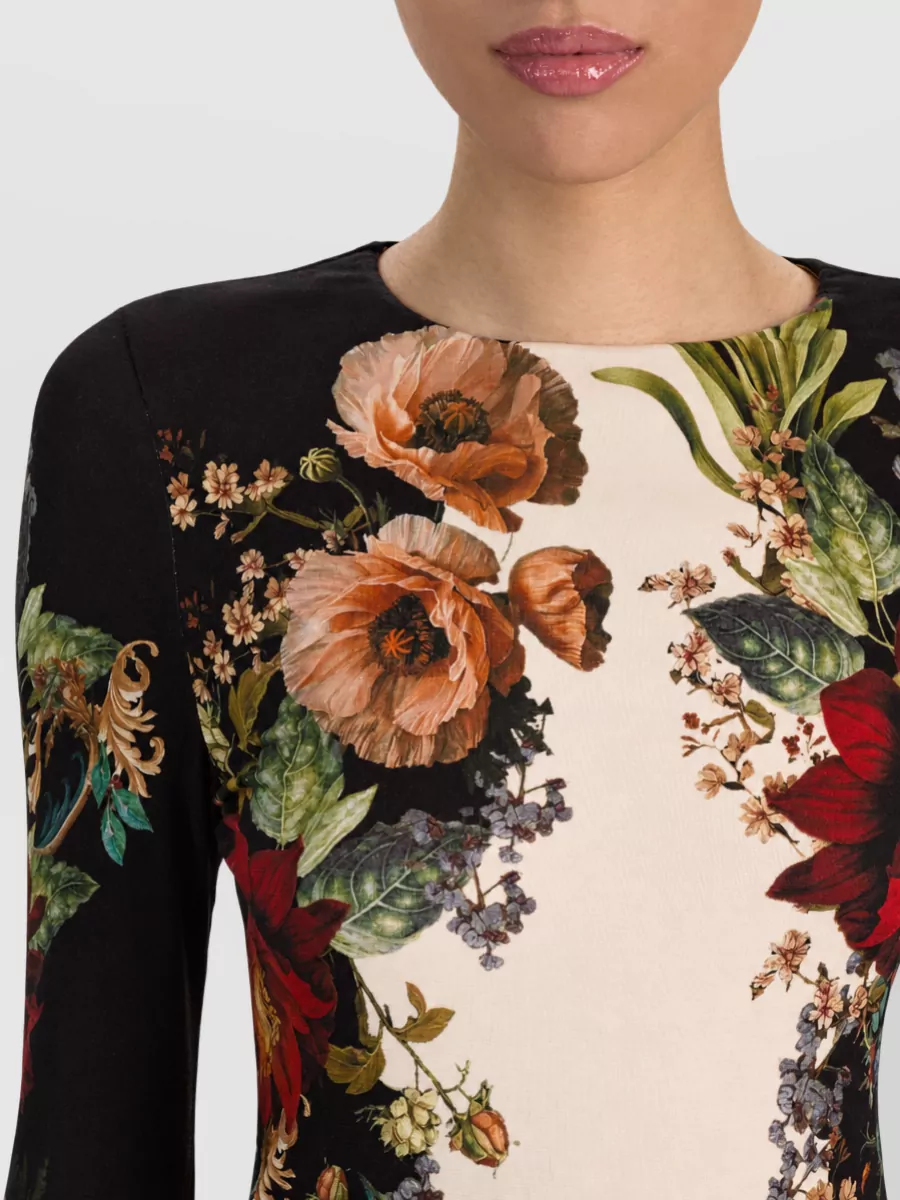 Alice + Olivia Floral-Print Long-Sleeve Midi Dress
