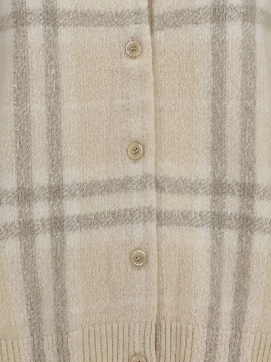 Burberry Checked Ribbed Cashmere Cardigan