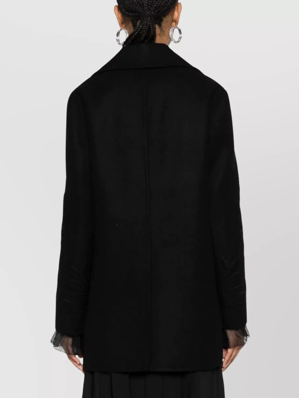 Ermanno Scervino Longline Coat Embroidered Sleeves