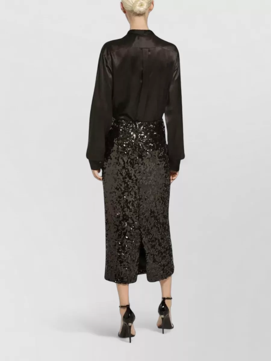 Dolce&Gabbana Sequined Midi Skirt Back Slit Pencil