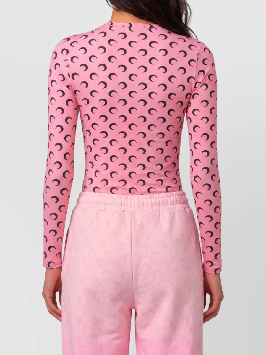 Marine Serre Moon Print Long-Sleeve Bodysuit