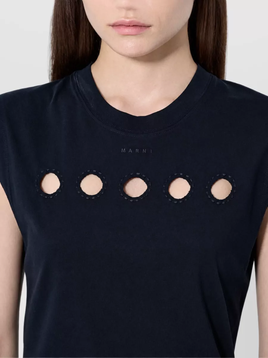 Marni Cotton Sleeveless Cutout Tank Top