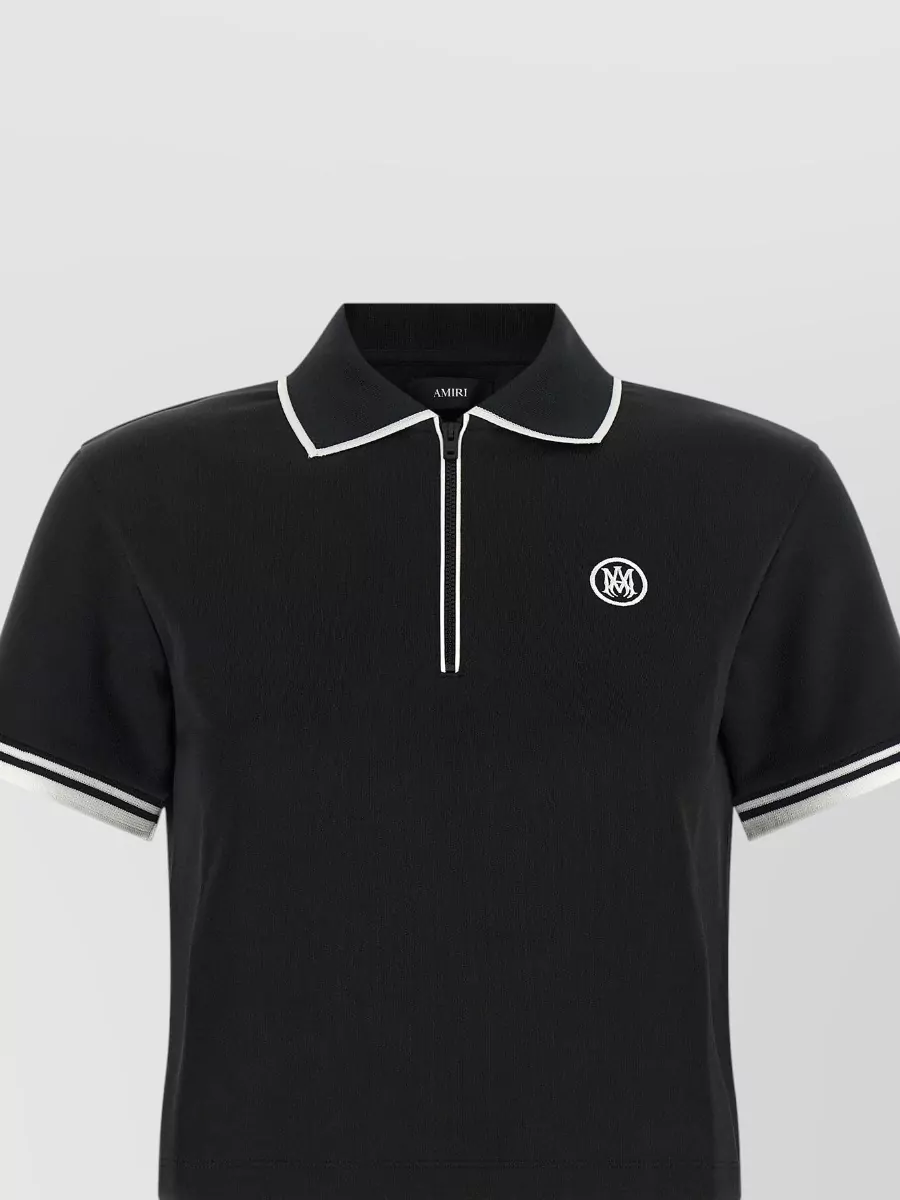 Amiri Short-Sleeve Zip Polo Top