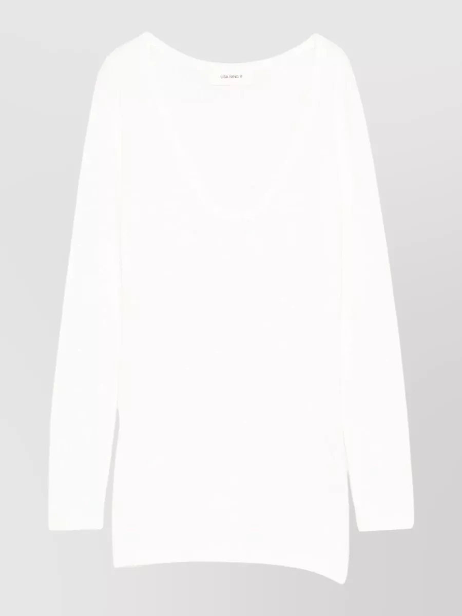 Lisa Yang cashmere cotton scoop neck long sleeve sweater