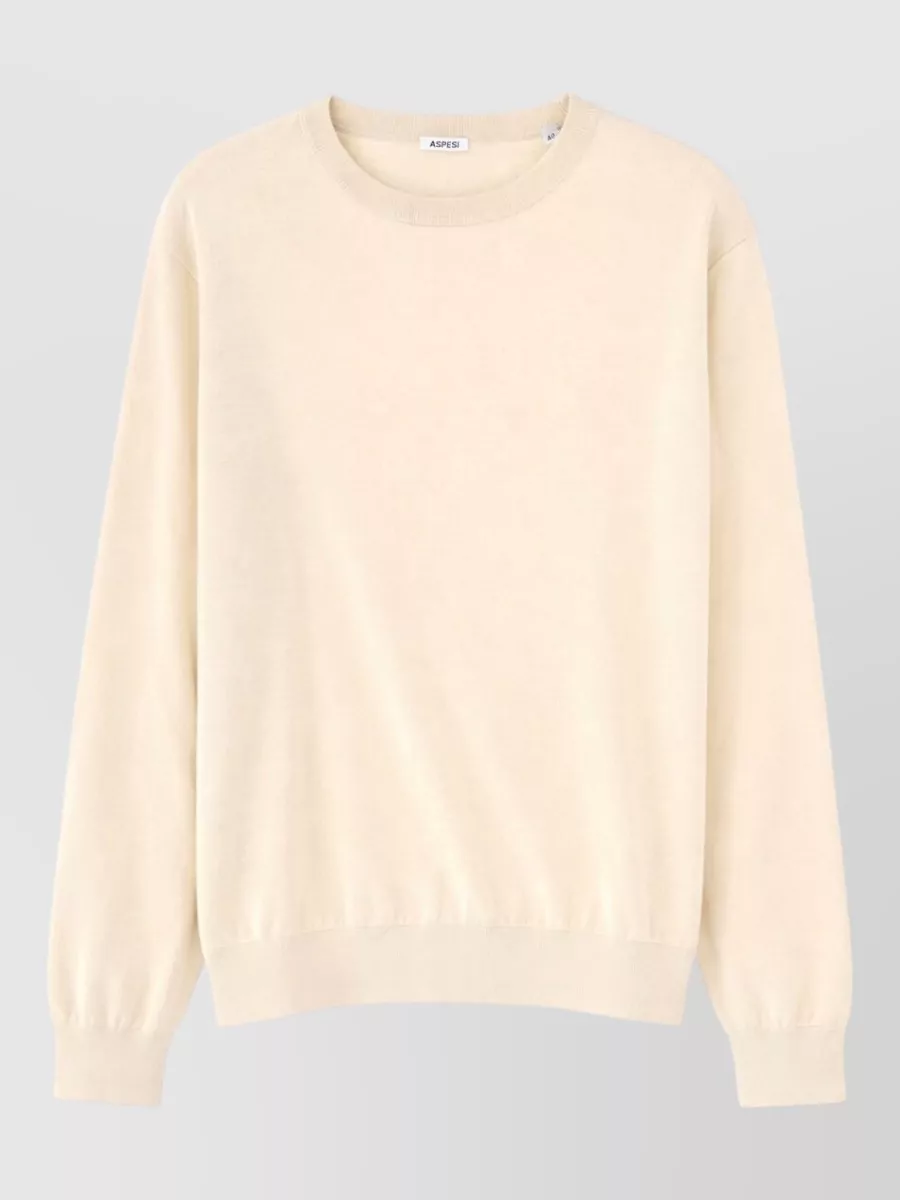 Aspesi Jersey Top Crew Neck Long Sleeves In Neutral