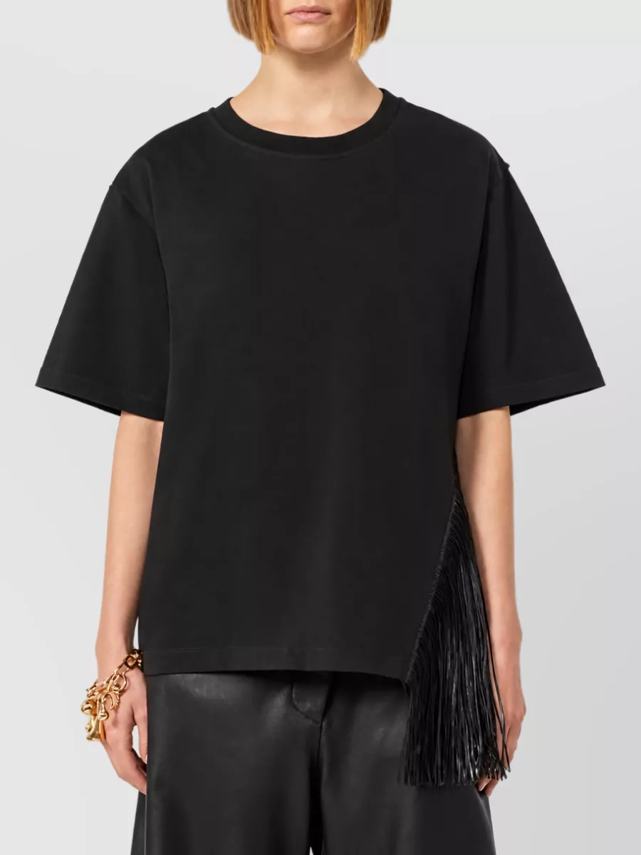 Sportmax Asymmetric Fringe Cotton T-Shirt
