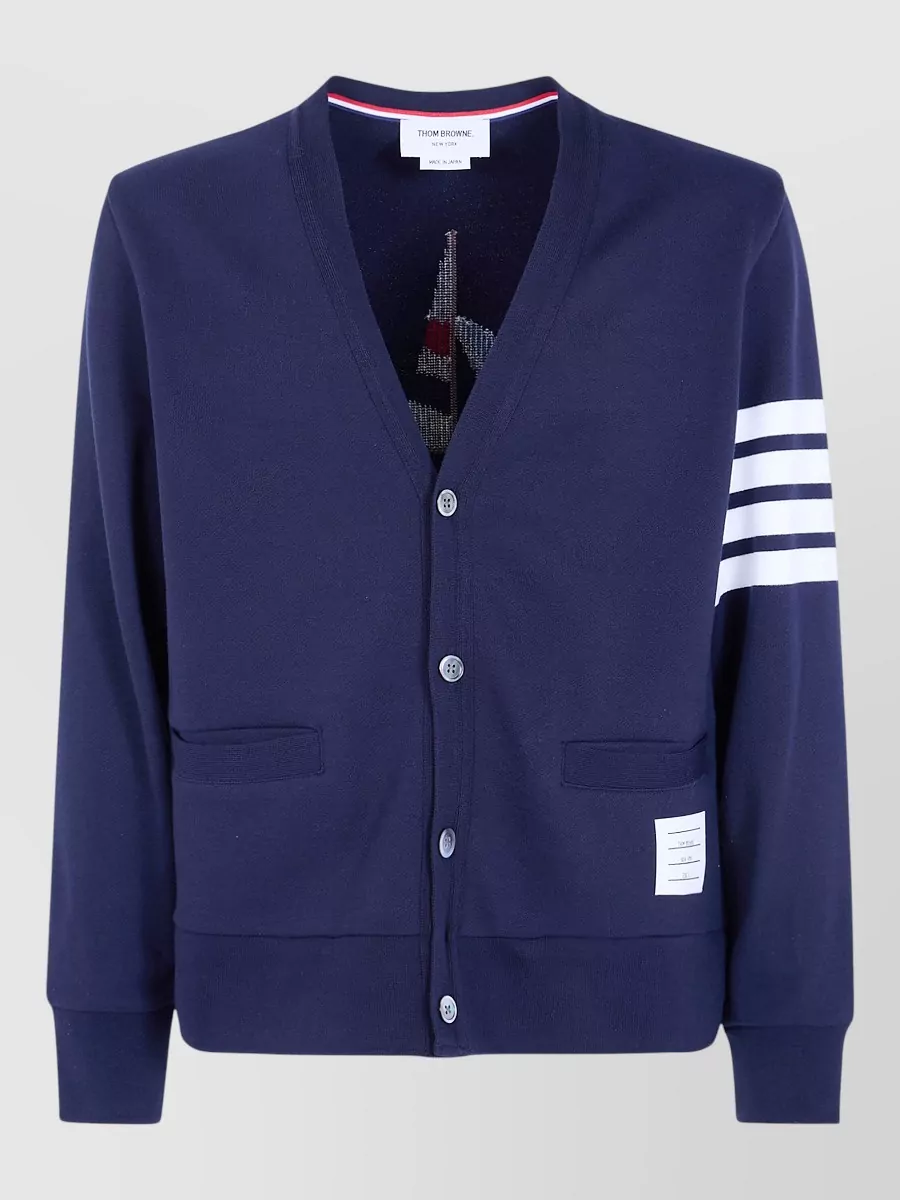 Thom Browne cotton ribbed v-neck cardigan