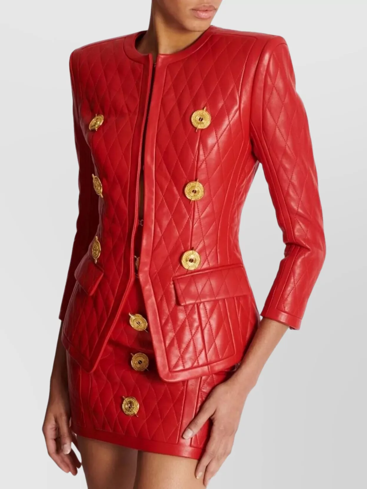 Balmain Quilted Lambskin Jacket Gold Buttons