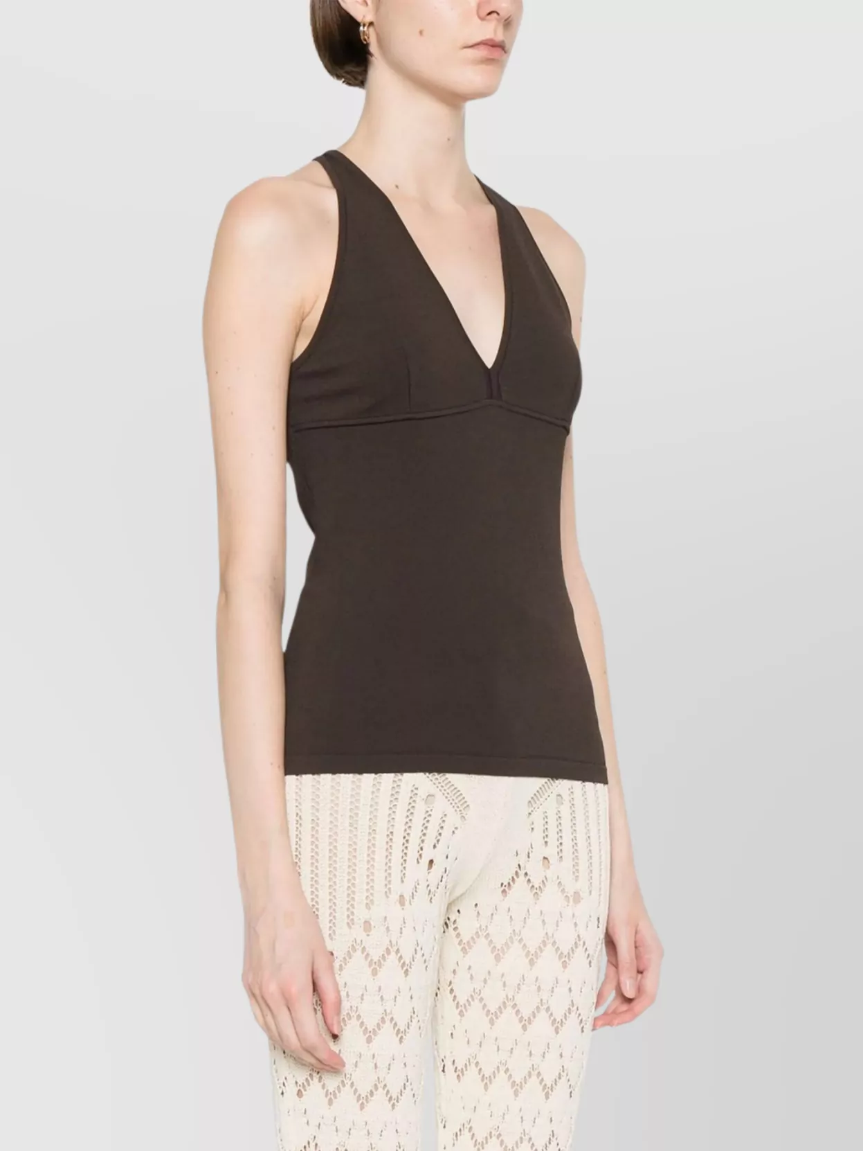 Max Mara Racerback Fitted Sleeveless V-Neck Top