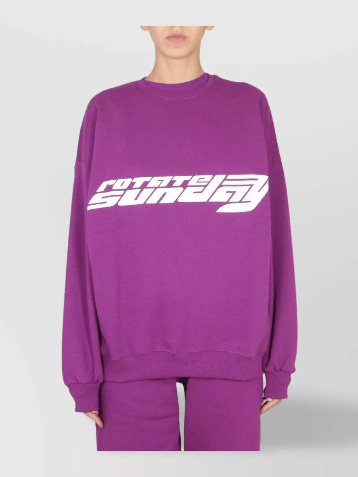 Rotate Birger Christensen Cross-Neck Long Sleeve Knit Sweatshirt