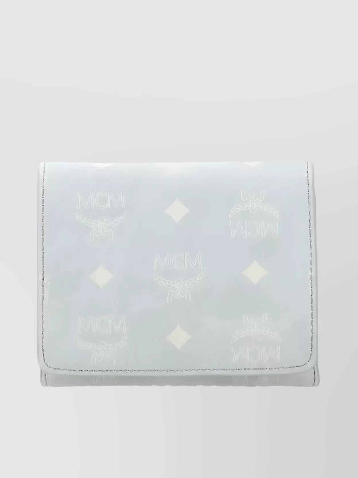 Shop Mcm Foldable Wallet With Rear Zip Pocket In White