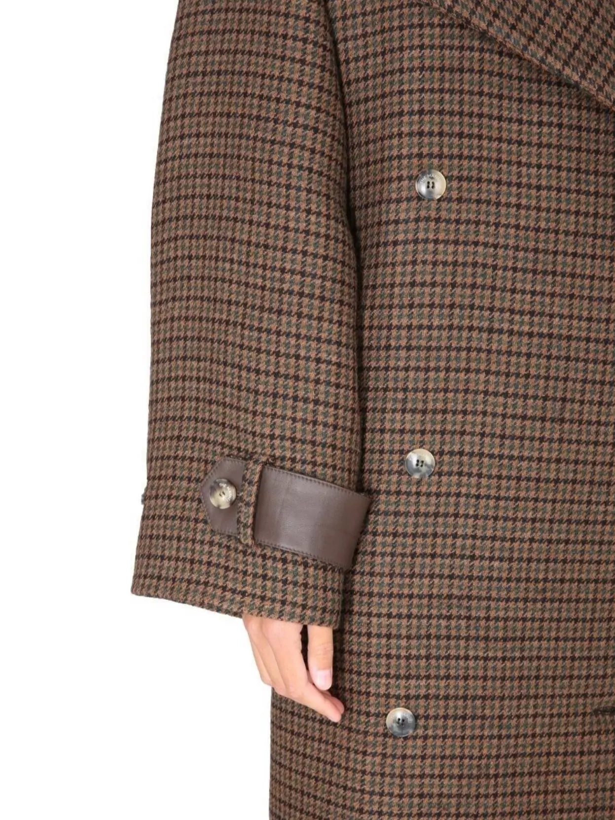THE MANNEI CHECKERED DOUBLE-BREASTED COAT BUTTON DETAILING