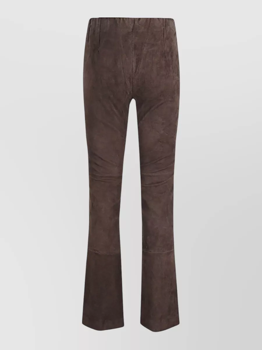 Via Masini 80 Leather High-Rise Flared Trousers