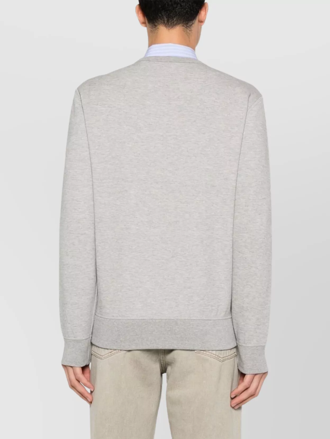 Ralph Lauren Crew Neck Cotton Blend Sweatshirt With Mélange Effect In Gray