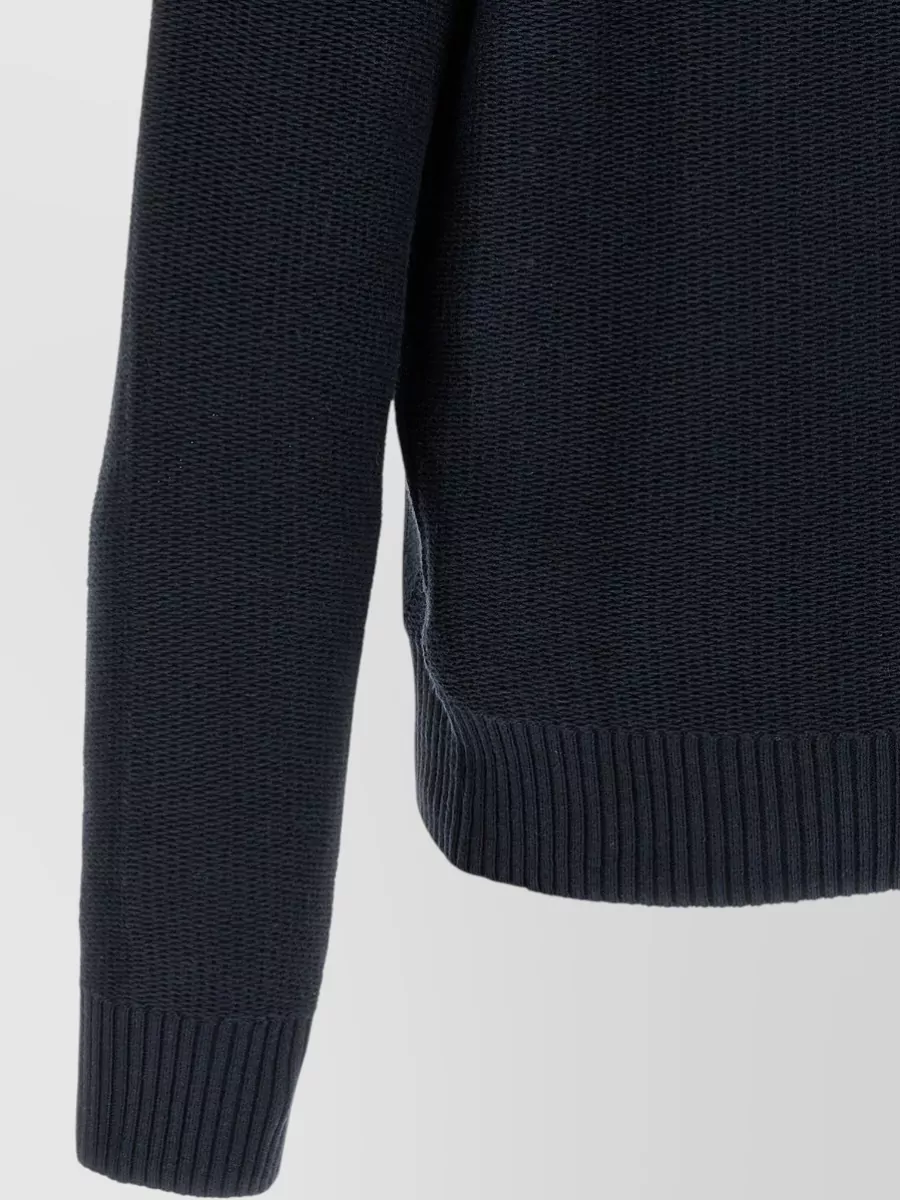 Ballantyne Cotton Linen Diamond Intarsia Crew Neck Jumper