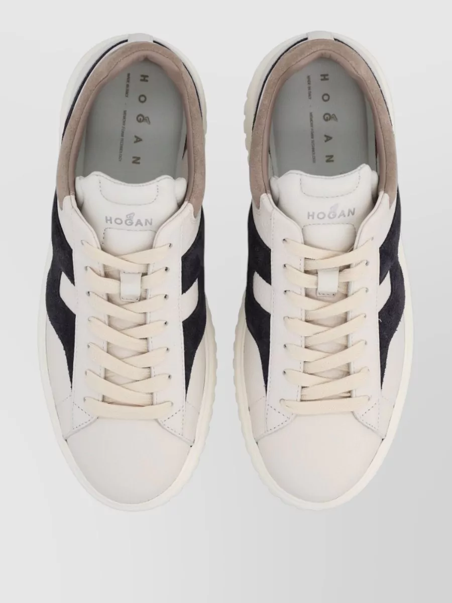 Hogan Low Top Sneakers Round Toe Panels Collar
