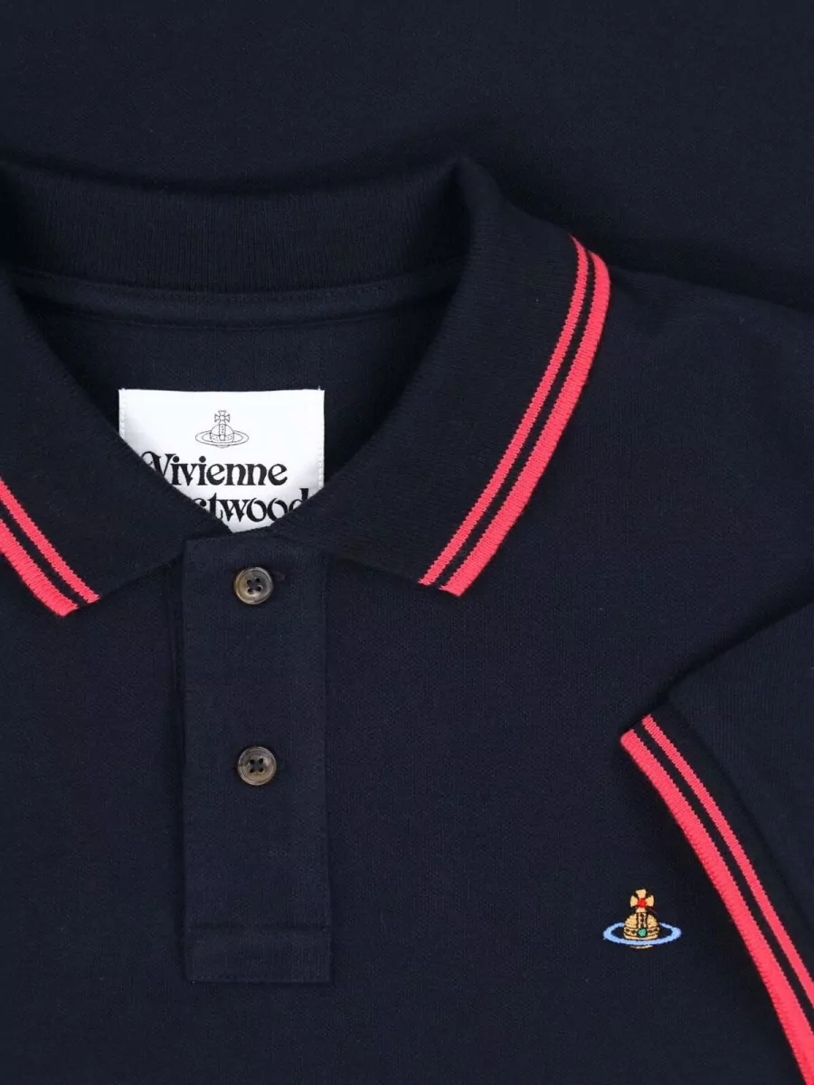 Vivienne Westwood Striped Trim Cotton Piqué Regular-Fit Short-Sleeve Polo Shirt