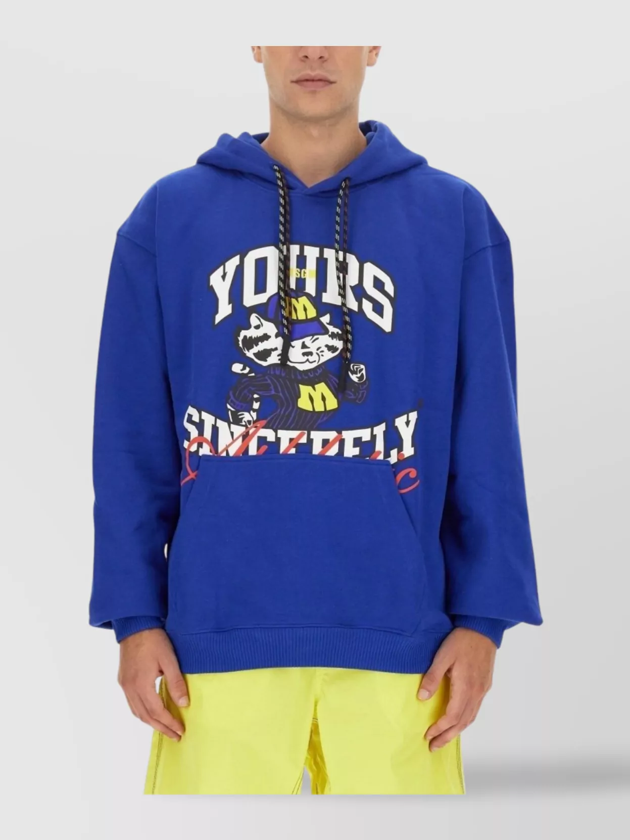 Msgm Graphic Print Hooded Sweatshirt With Kangaroo Pocket