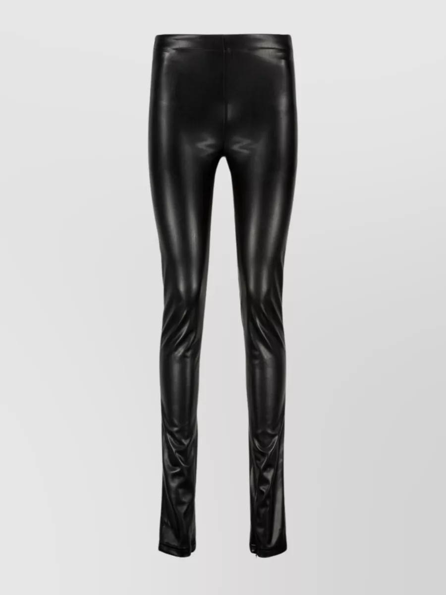 Shop Atlein Faux-leather High Waist Skinny Trousers In Black