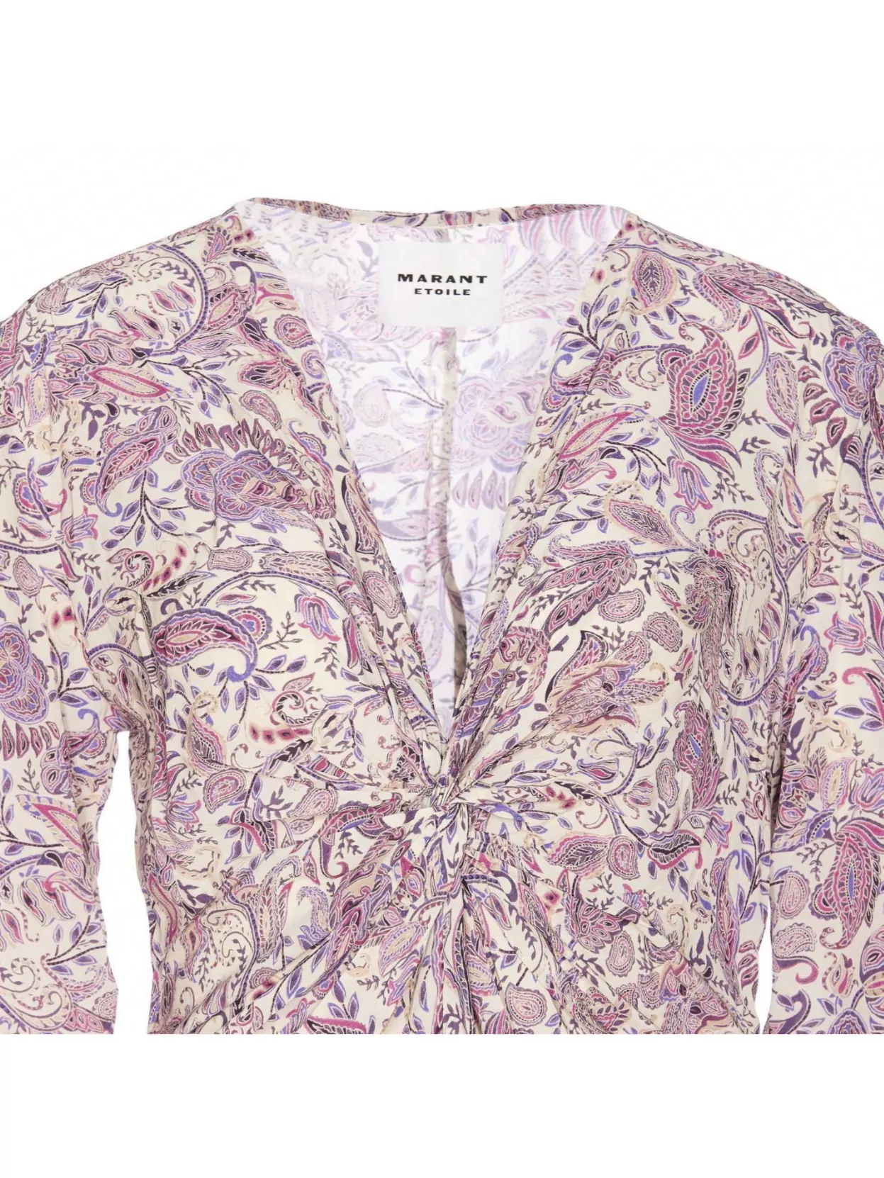 Shop Isabel Marant Étoile Printed Paisley Knot Detail V-neck Midi Dress