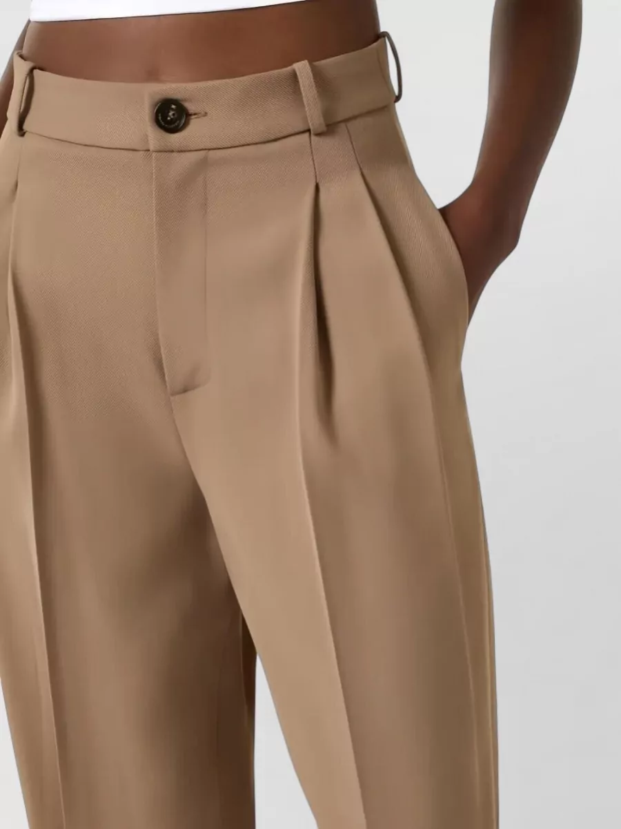 Elisabetta Franchi Gabardine Trousers Pleated Front Belt Loops