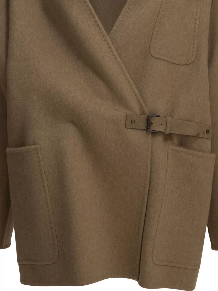 Max Mara Camel Mohair Short Single Breasted Coat
