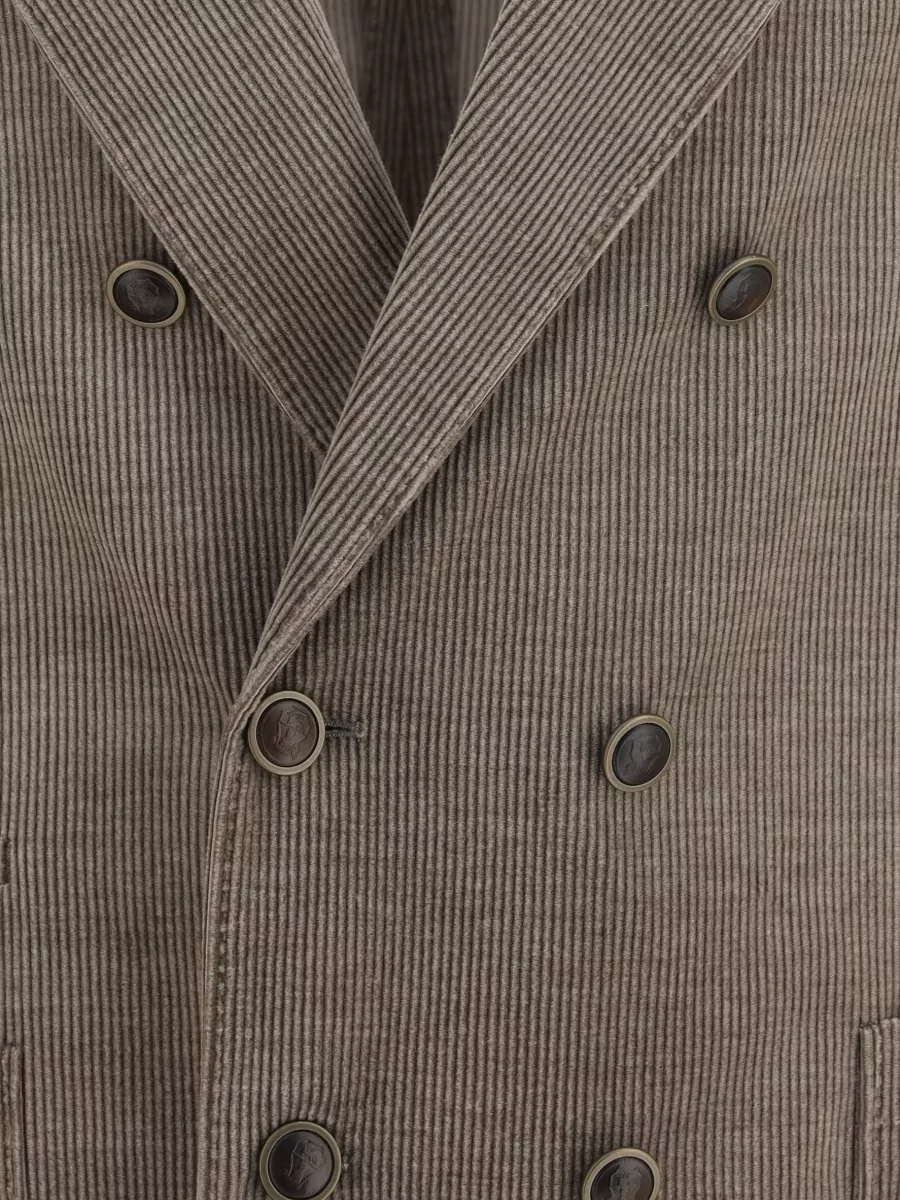 Brunello Cucinelli Cotton Cashmere Double-Breasted Corduroy Jacket