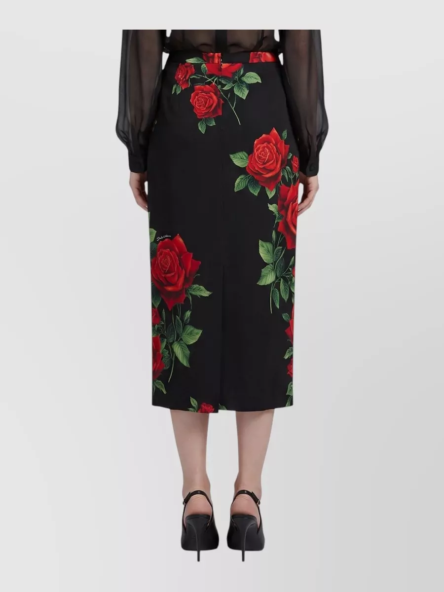 Dolce&Gabbana Silk High-Rise Floral-Print Midi Skirt