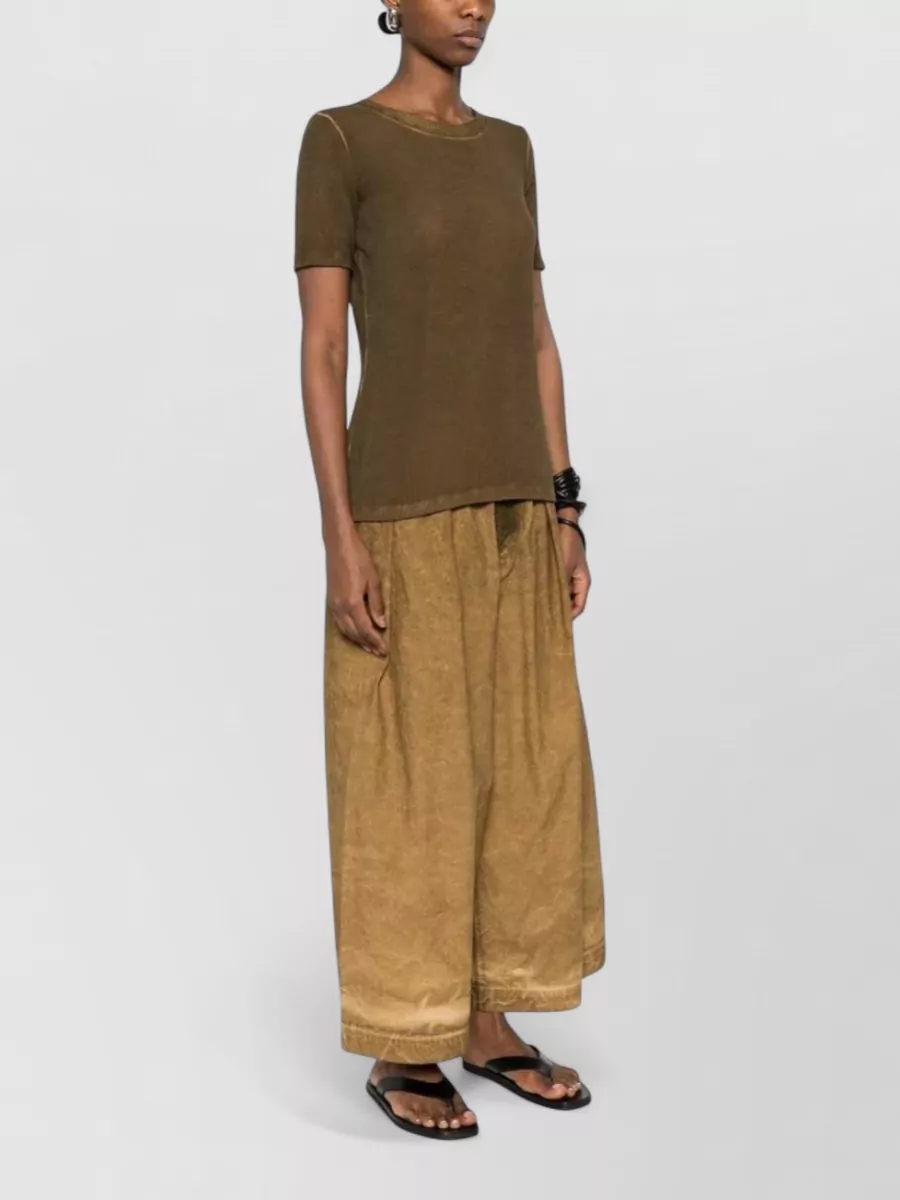 Uma Wang Short Sleeve Round Neck Stitch Detail Top