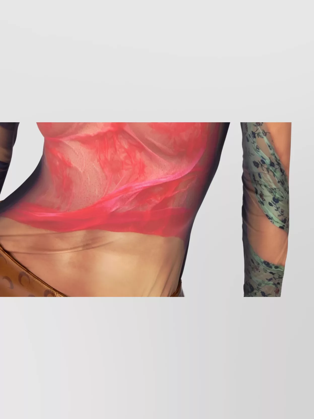 Marine Serre Multicolor Top With Draped Details And All-over Graphic Print In Tech Fabric Woman