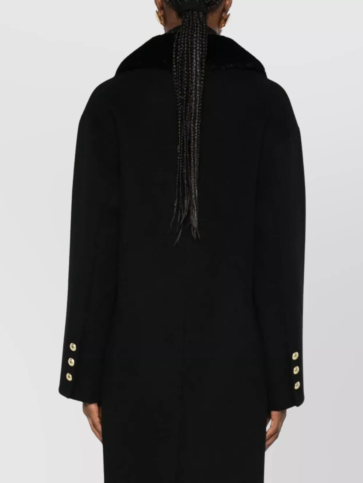 Ermanno Firenze Double-Breasted Coat With Faux Fur Collar And Pockets