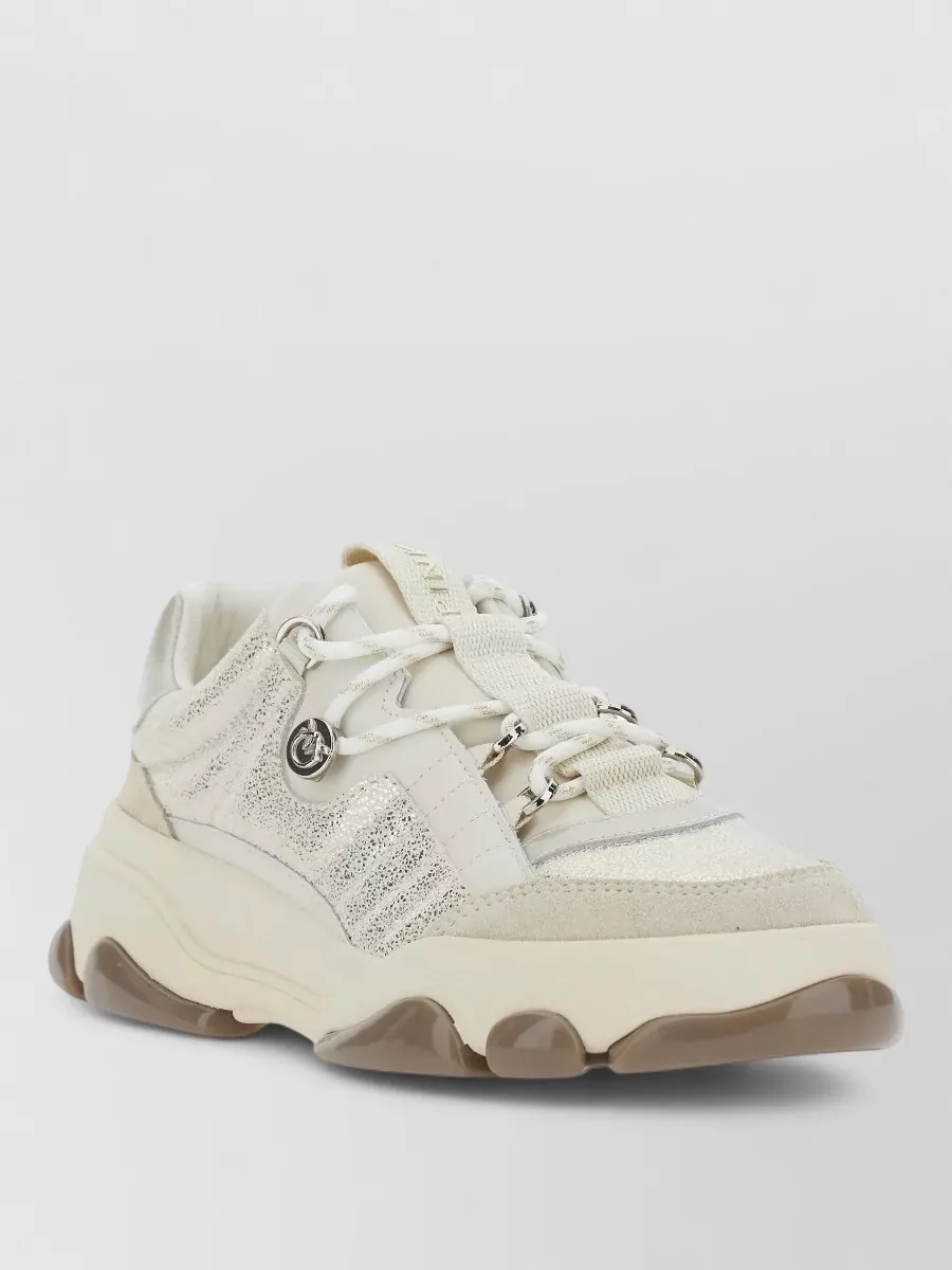 Pinko leather panelled chunky low-top sneakers