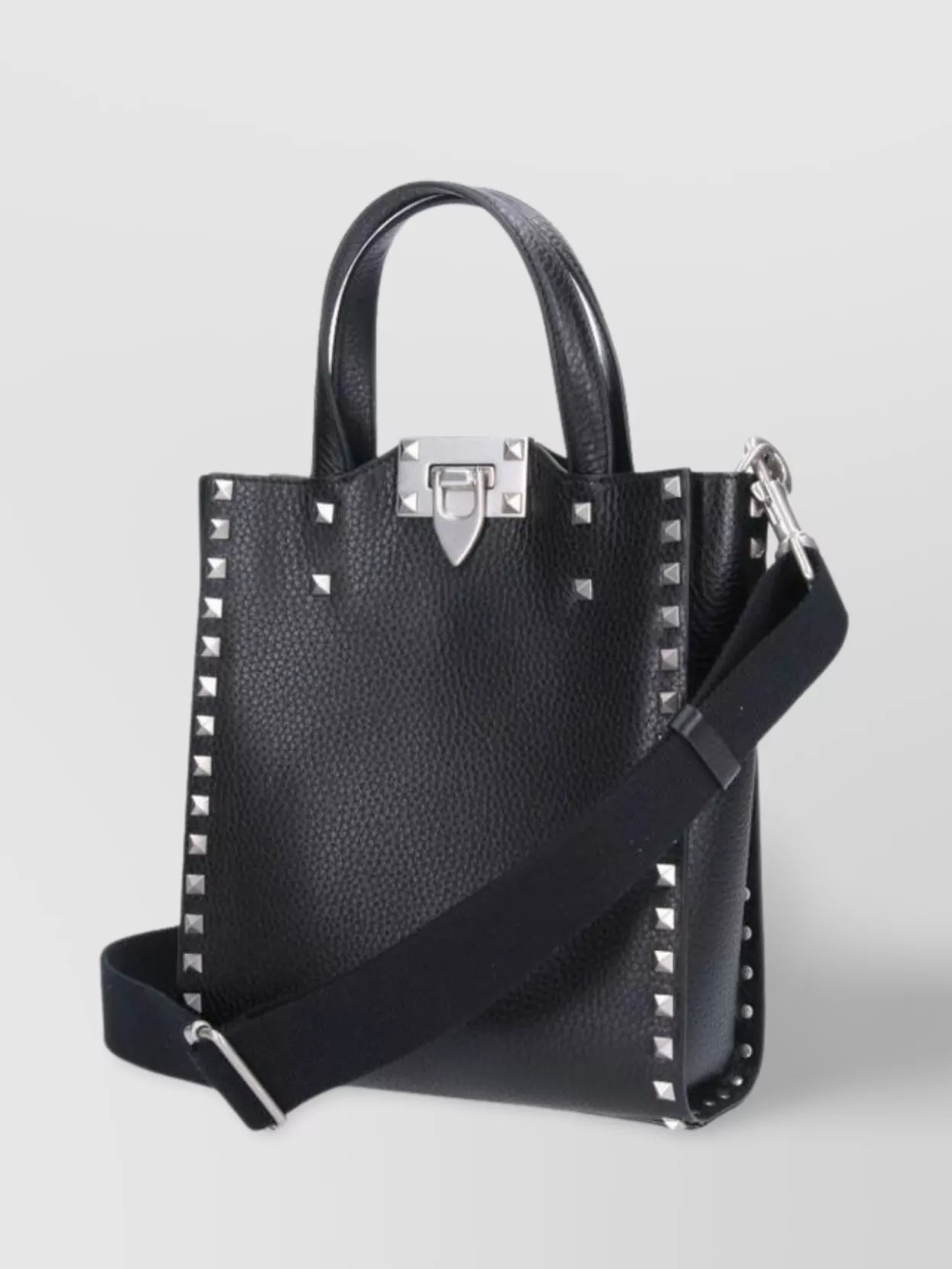 Valentino Tote Bag With Top Handle And Studded Detailing In Grey