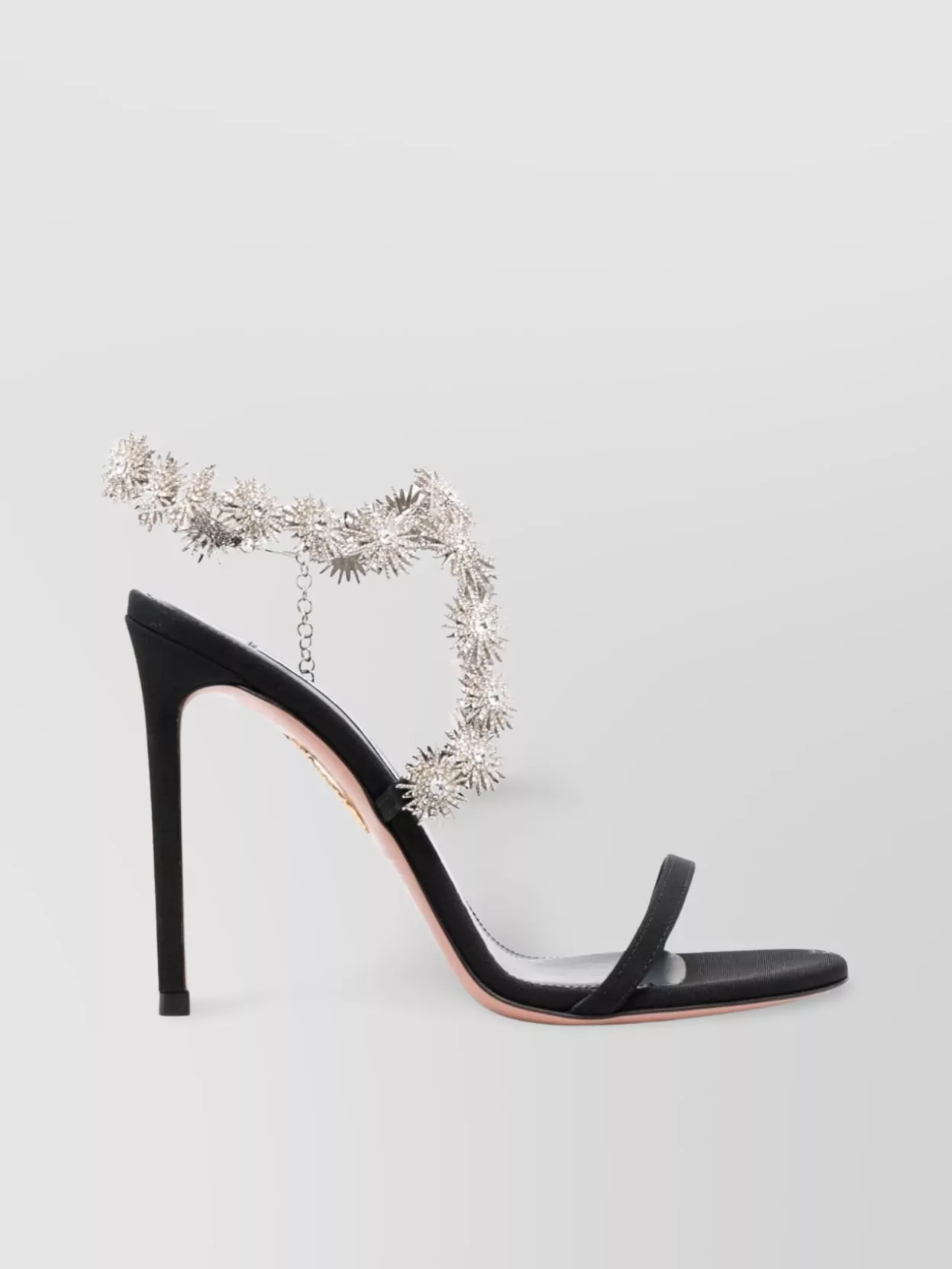 Shop Aquazzura Crystal-embellished Almond Toe Sandals In Black