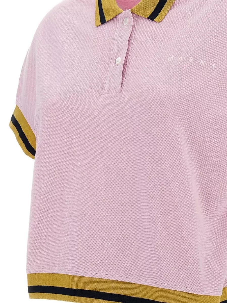 Marni Cotton Pique Polo Shirt Striped Trims