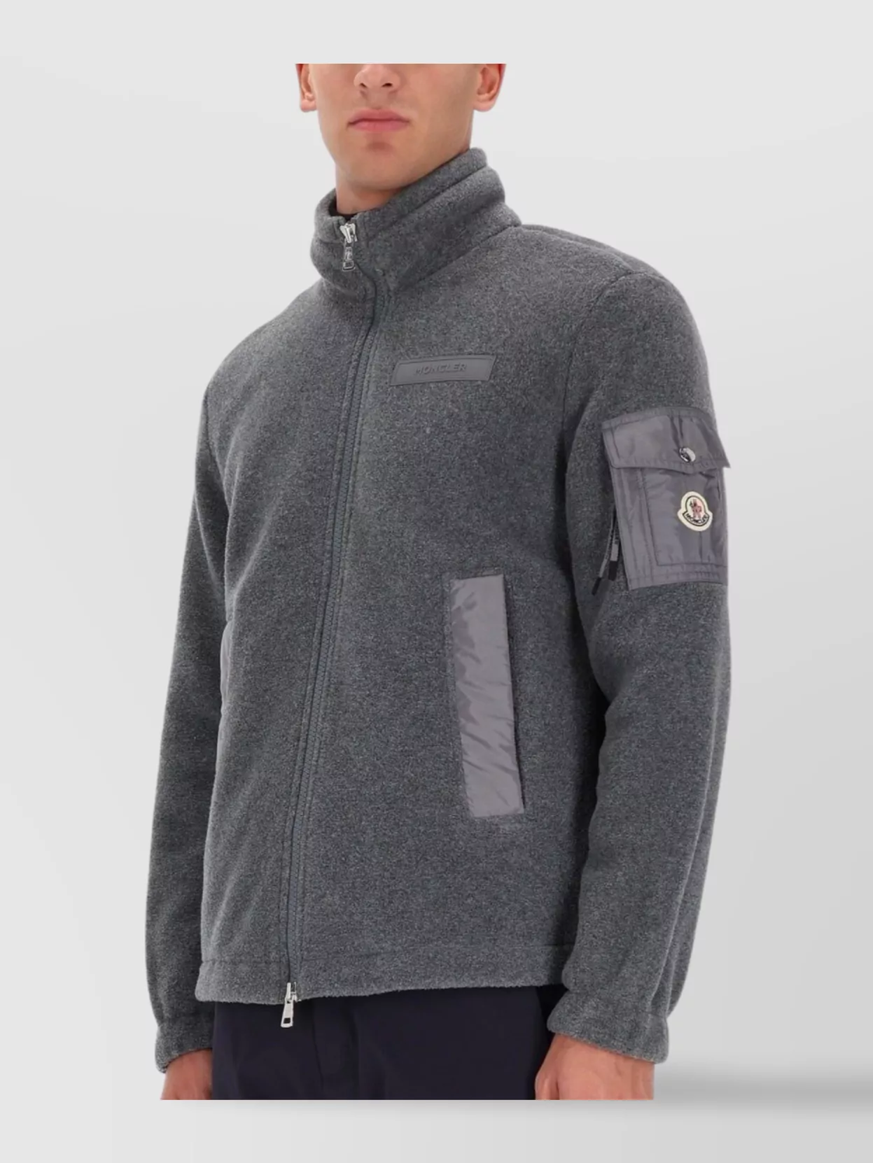 Moncler High Collar Cardigan Arm Pocket