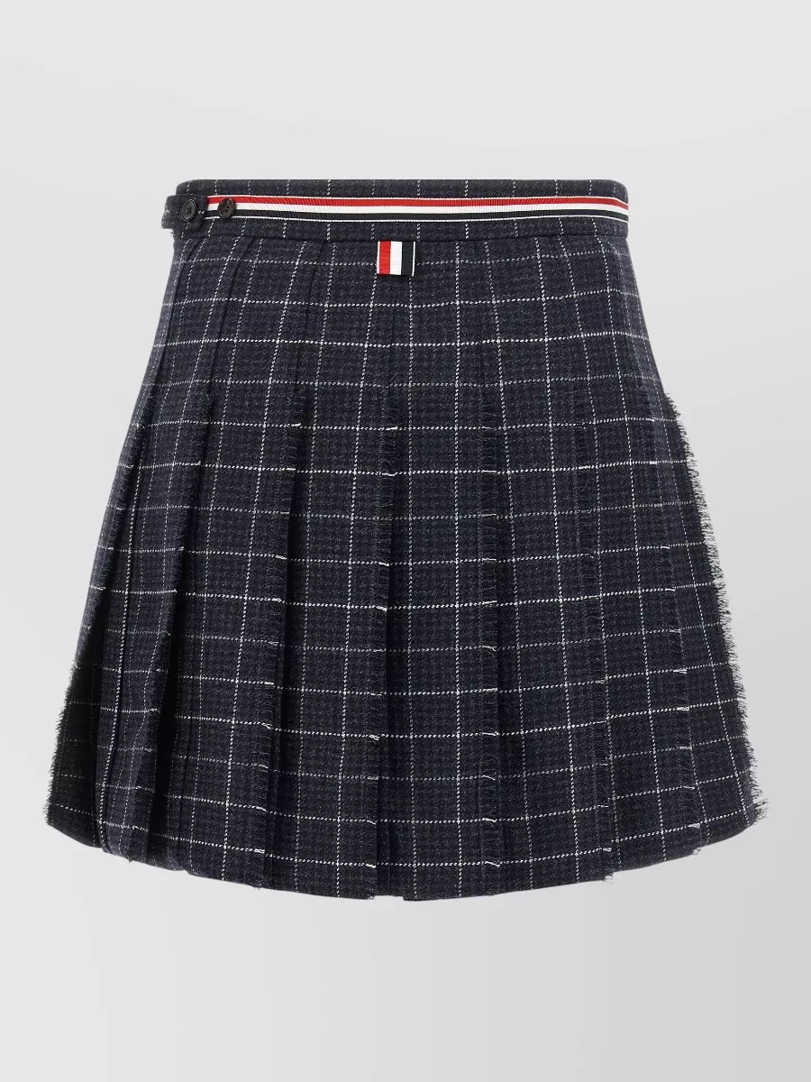 Thom Browne Wool Checked Pleated Mini Skirt