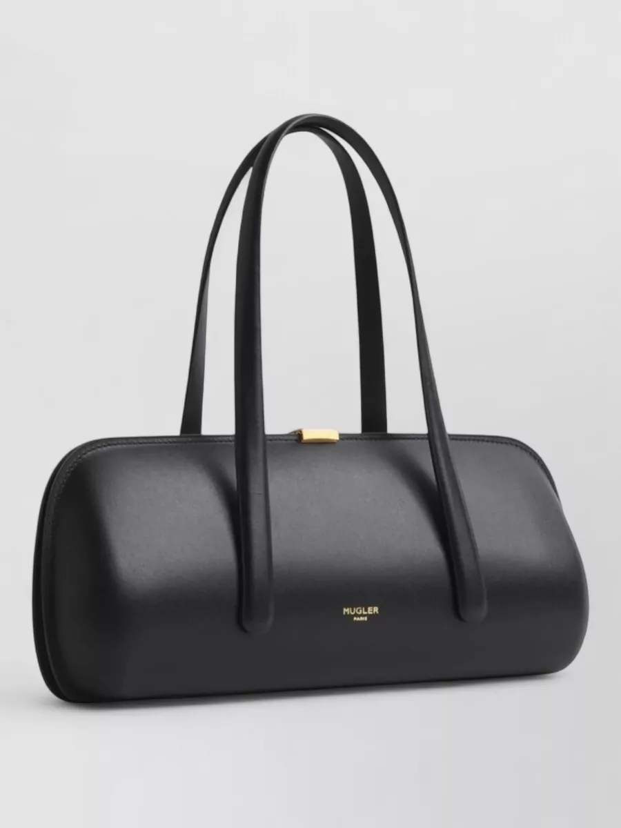 Mugler Spiral Curve Leather Clutch Bag