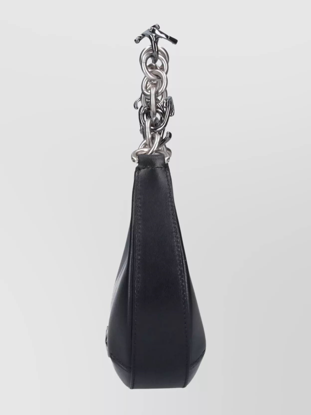 Off-White Curved Shoulder Bag Featuring Chain Strap