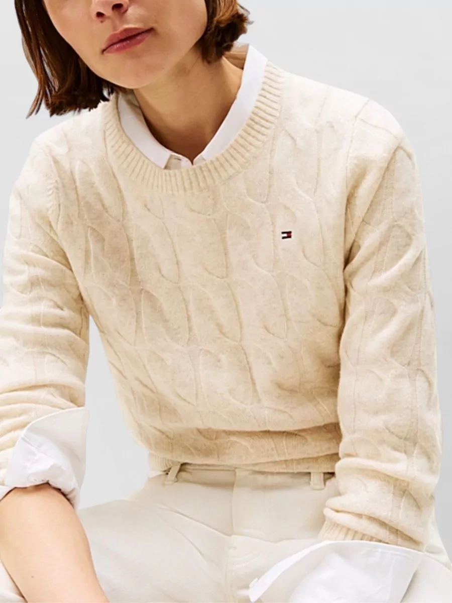 Tommy Hilfiger Textured Cable Knit Wool Pullover
