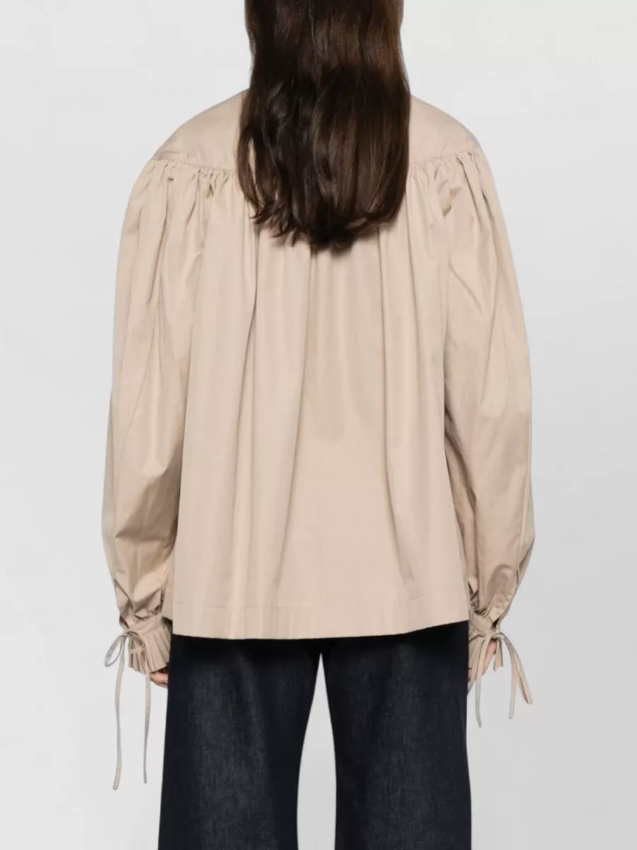 Dries Van Noten Silk Top Long Sleeves Tie Neck